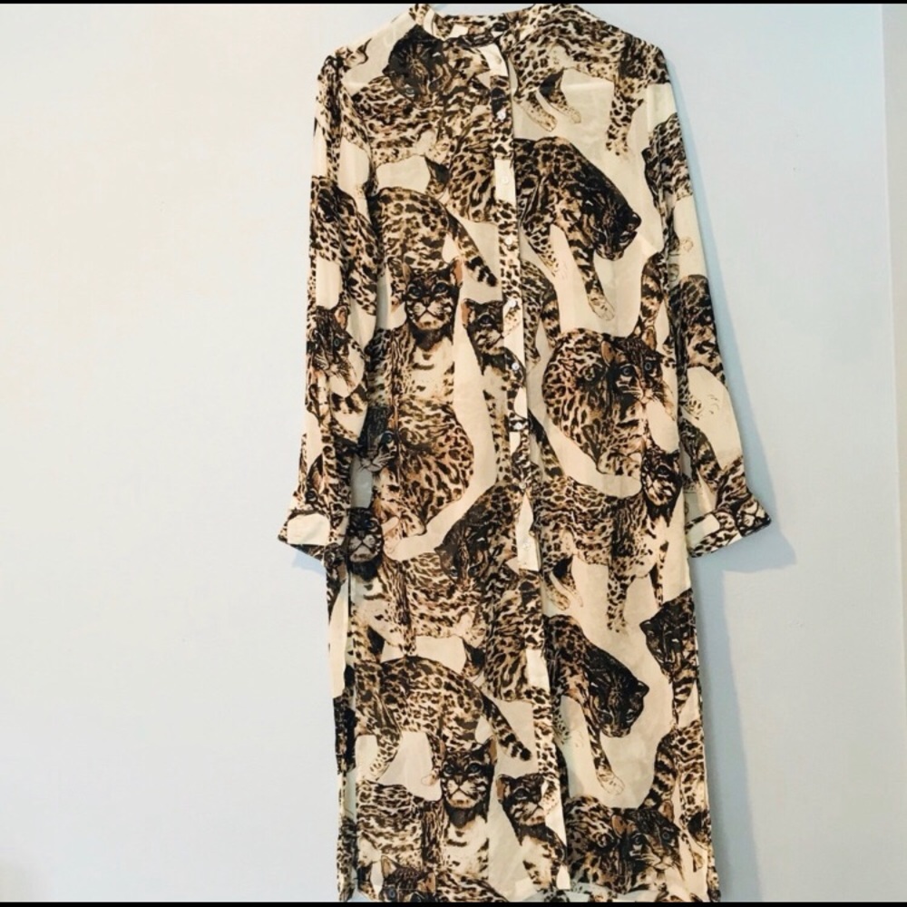 Sheer Wild Cat Button Down